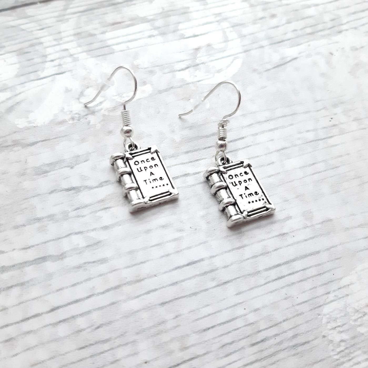 Once upon a time earrings, book lover gift, teacher appreciation present, book jewellery, writer earrings, author gift