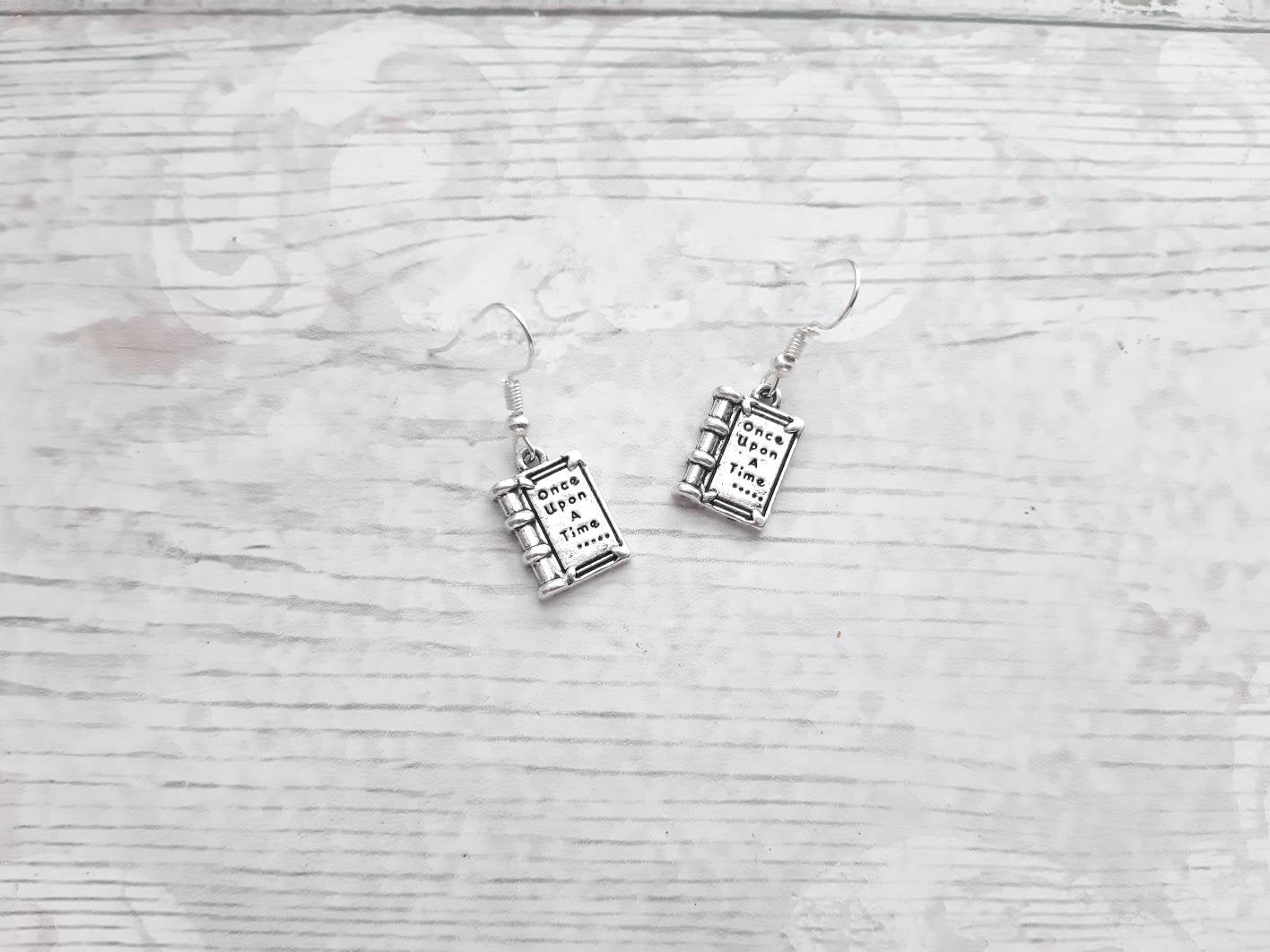 Once upon a time earrings, book lover gift, teacher appreciation present, book jewellery, writer earrings, author gift