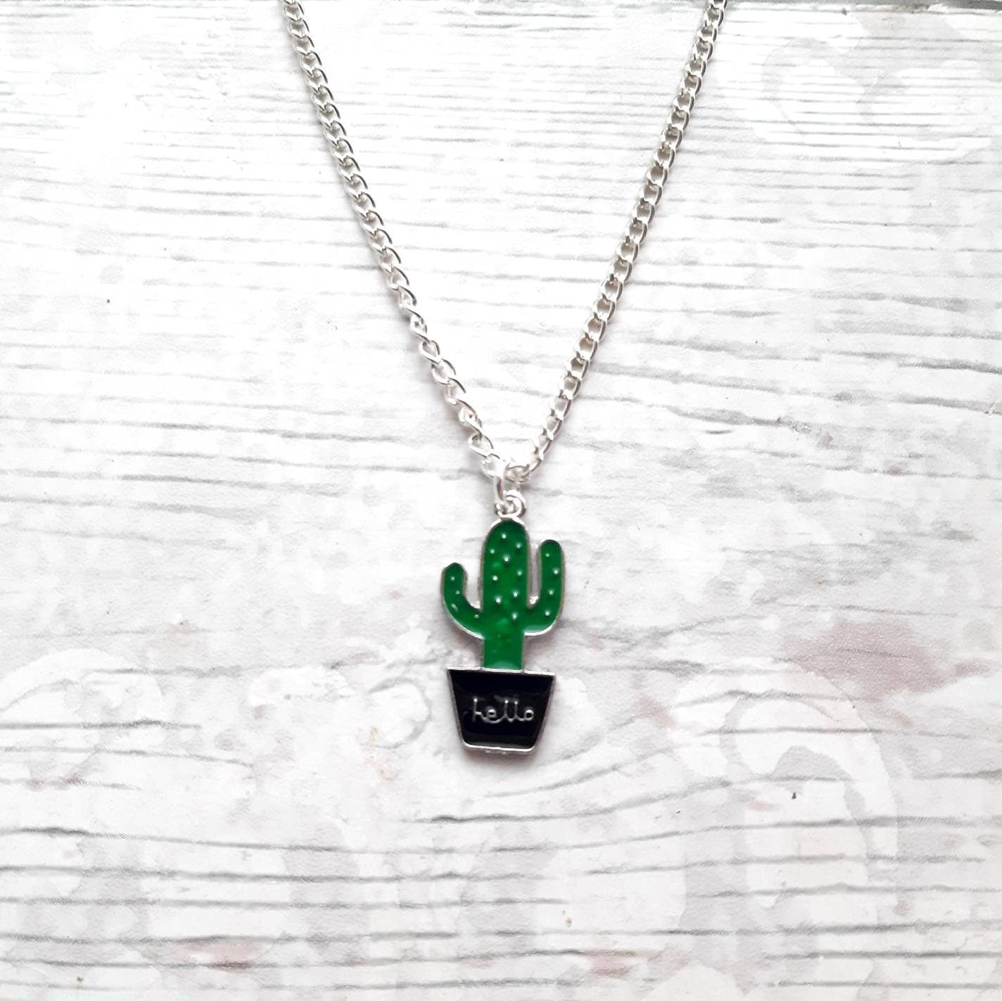 Cactus necklace, cacti pendant, desert jewellery, boho jewelry, summer accessory, plant necklace, mexican jewellery, gifts for kids, present