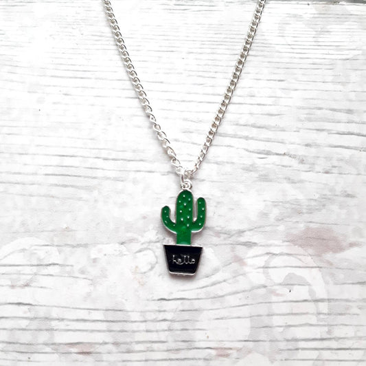 Cactus necklace, cacti pendant, desert jewellery, boho jewelry, summer accessory, plant necklace, mexican jewellery, gifts for kids, present