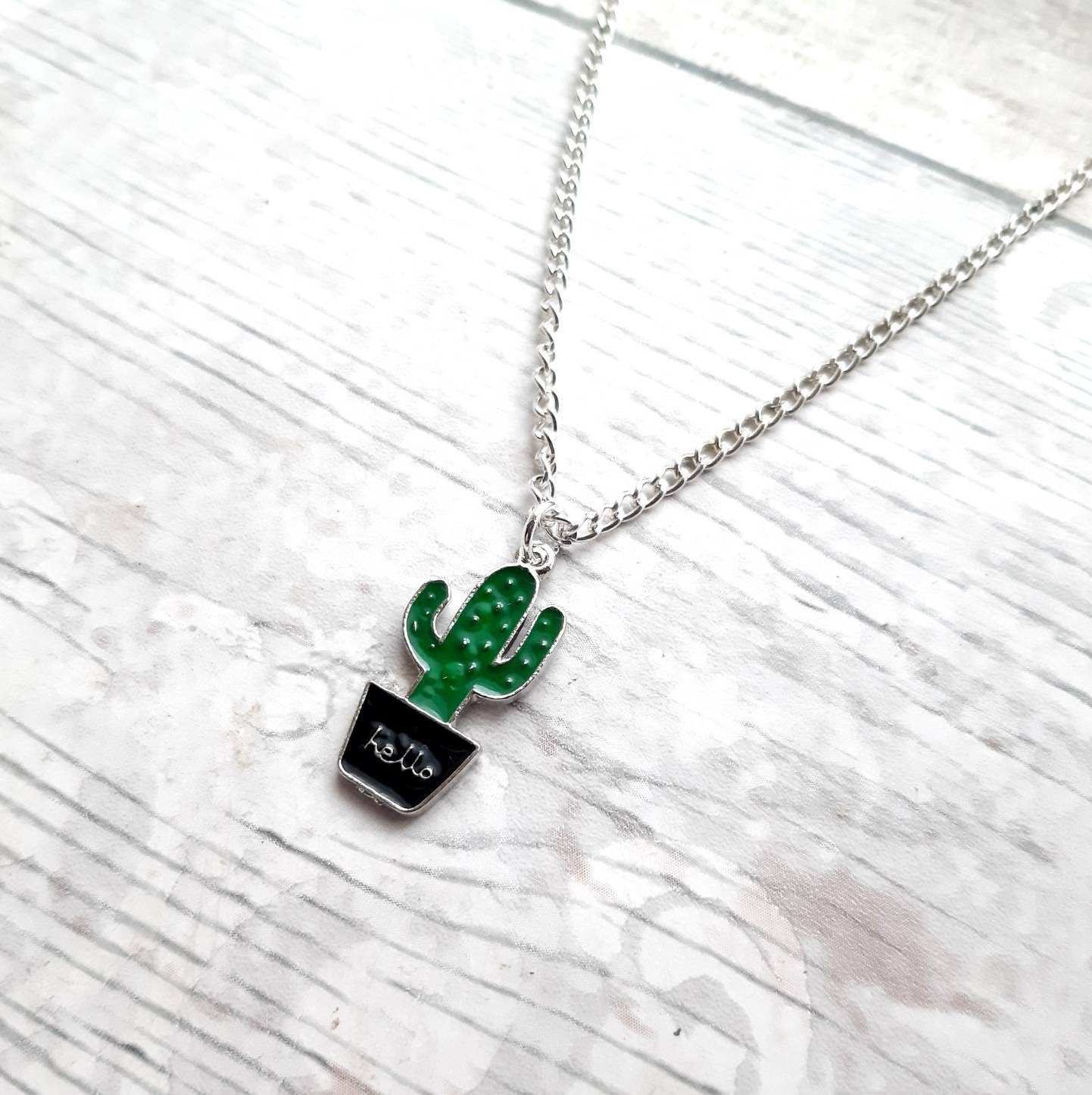 Cactus necklace, cacti pendant, desert jewellery, boho jewelry, summer accessory, plant necklace, mexican jewellery, gifts for kids, present