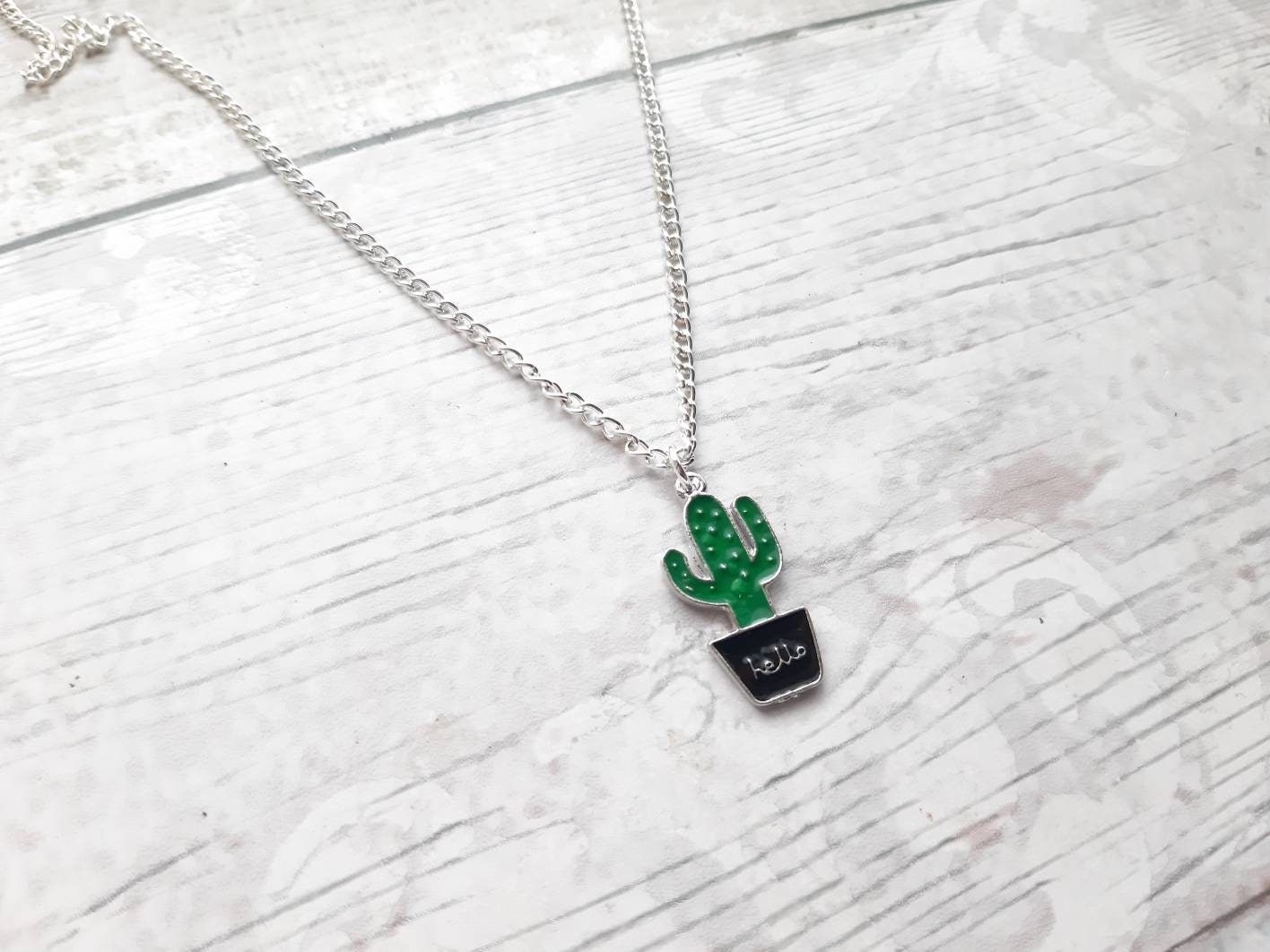 Cactus necklace, cacti pendant, desert jewellery, boho jewelry, summer accessory, plant necklace, mexican jewellery, gifts for kids, present