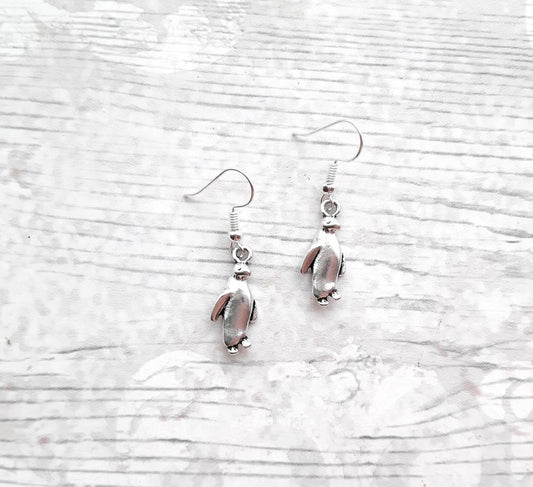 Penguin earrings, winter jewellery, penguin lover, animal jewelry, gifts for girls, bird earrings, festive accessory