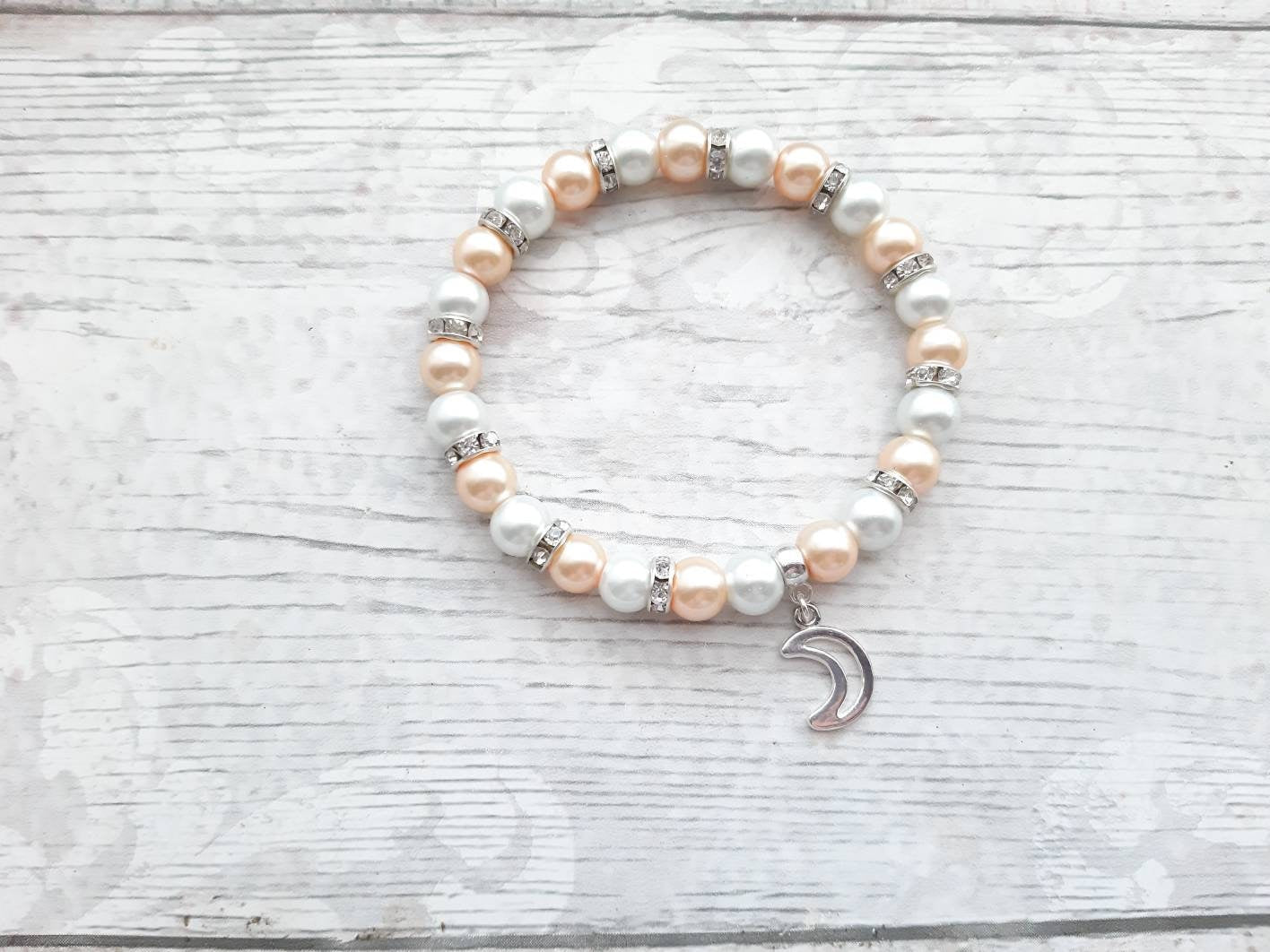 Crescent moon bracelet, celestial jewellery, space jewellery, astrological gift, pagan present