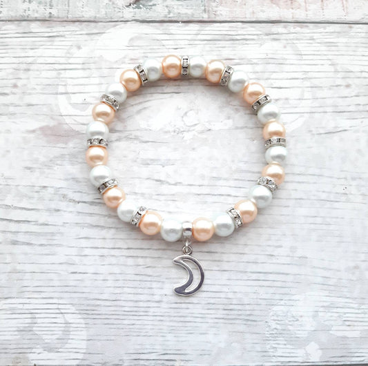 Crescent moon bracelet, celestial jewellery, space jewellery, astrological gift, pagan present