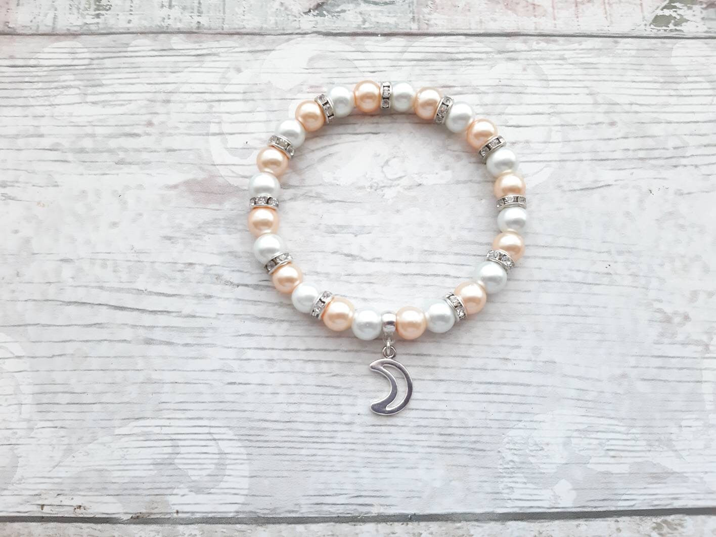 Crescent moon bracelet, celestial jewellery, space jewellery, astrological gift, pagan present