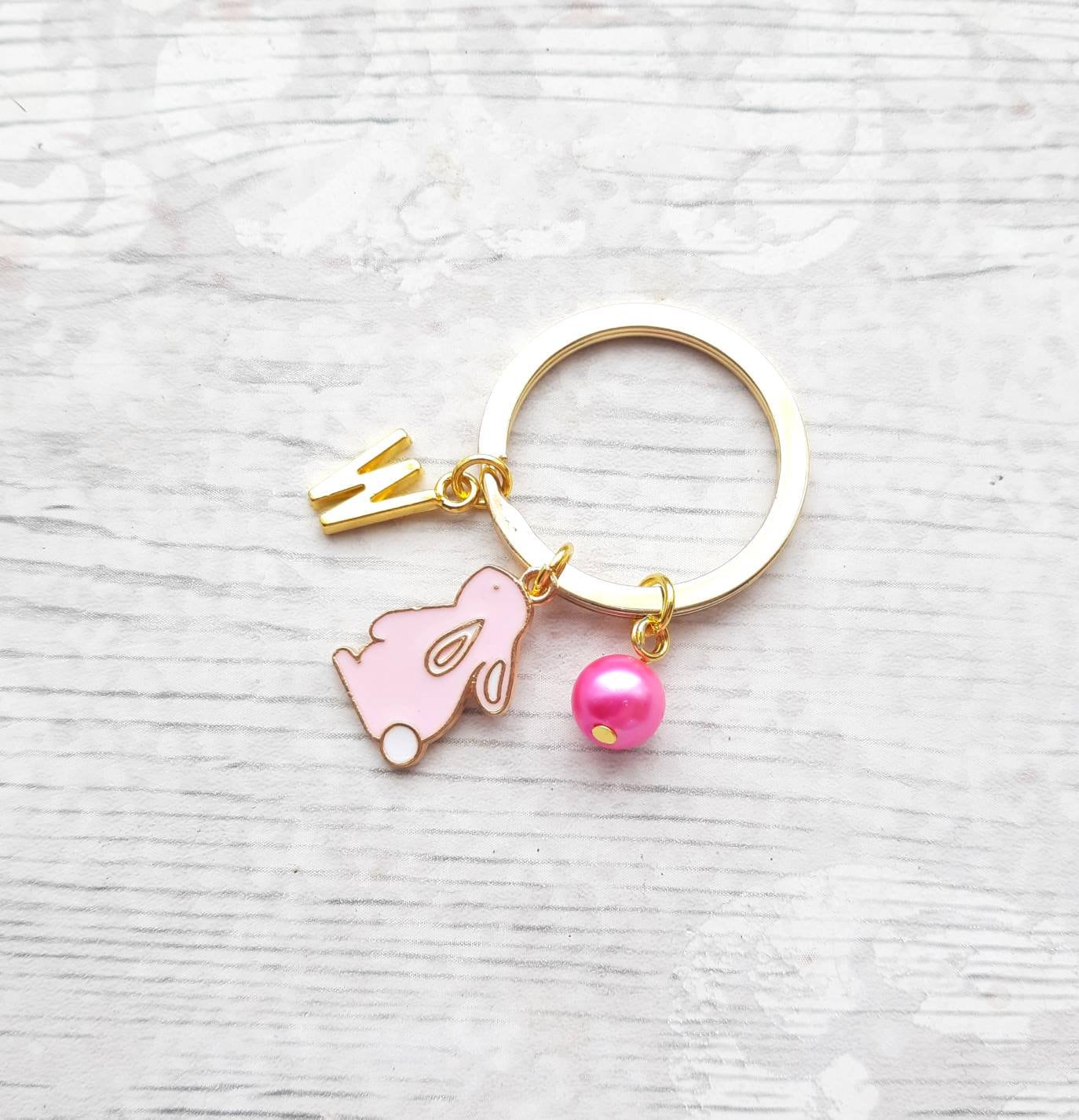 Rabbit keyring, bunny keychain, easter spring accessory, easter bunny gift, animal lover present, cute gifts for girls