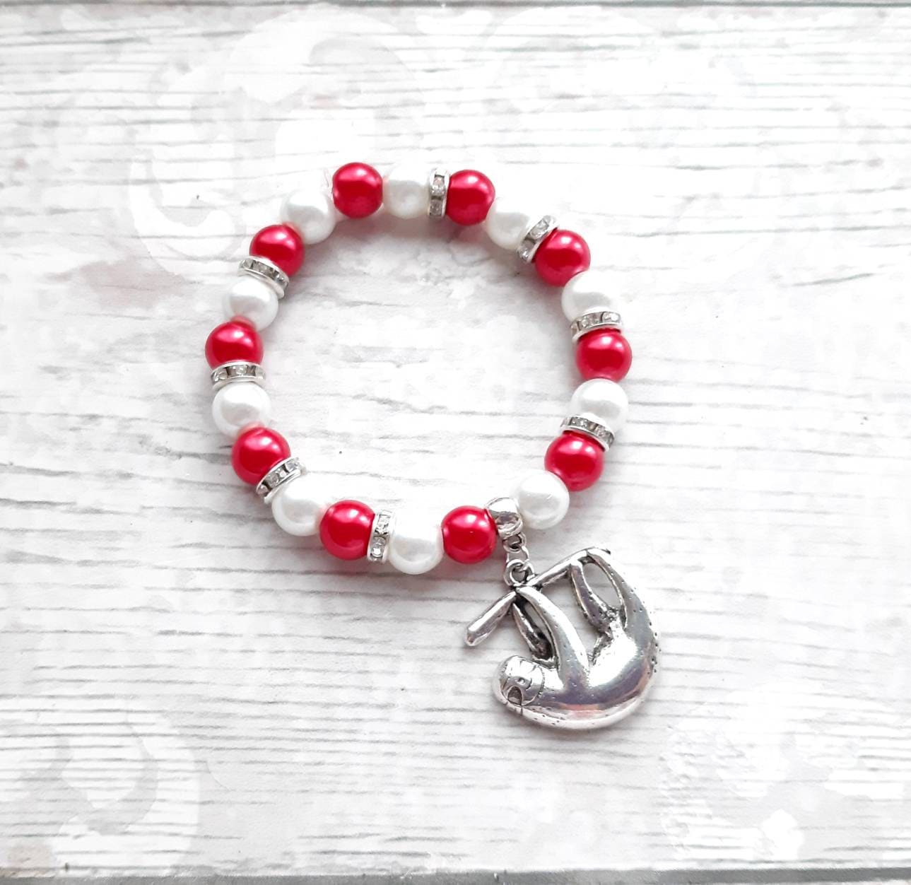 sloth bracelet, sloth lover jewellery, animal jewelry, lazy person present, wildlife rain forest gift
