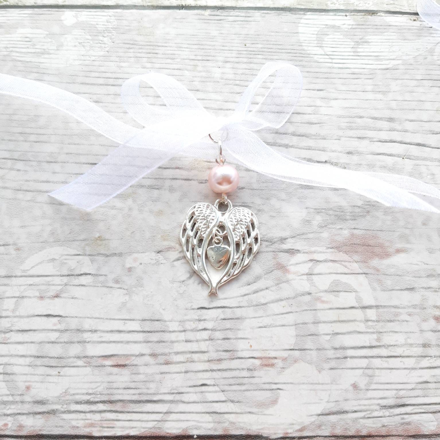 Angel wing bouquet charm, memorial charm for wedding flowers, memory wings for lost loved one, bridal flower charm, in memory present