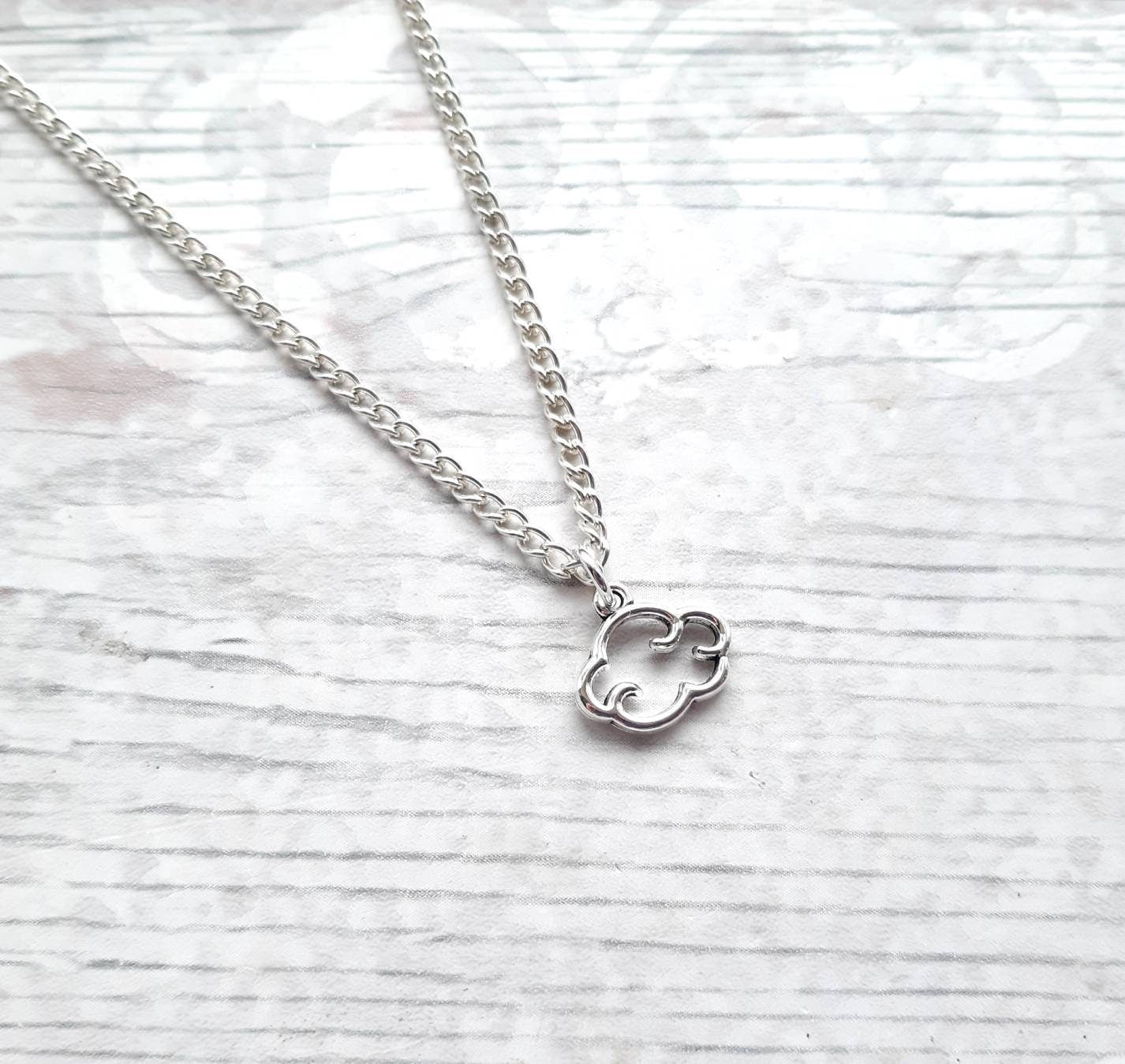 Cloud necklace, weather jewellery, sky lover gift, present for kids, celestial jewellery