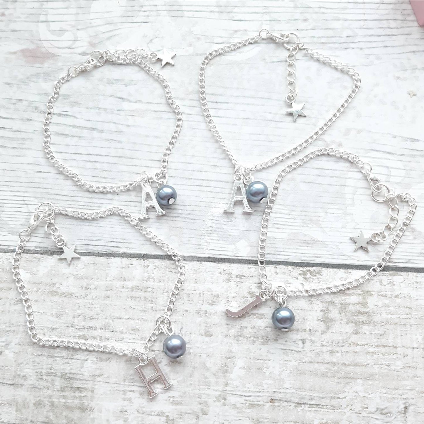 initial bracelet, personalised letter jewellery, flowergirl jewellery, bridesmaid gift, thankyou jewelry, bridal jewelry, maid of honor gift