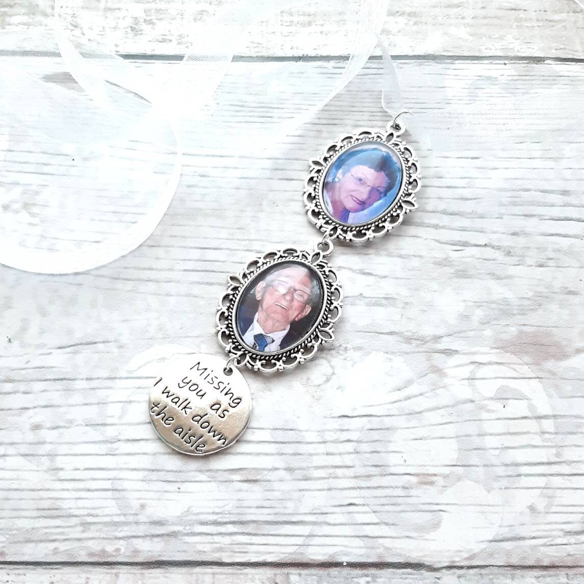 bridal bouquet photo charm, memory charm for wedding flowers, memorial keepsake, custom picture gift for bride, remembrance charm