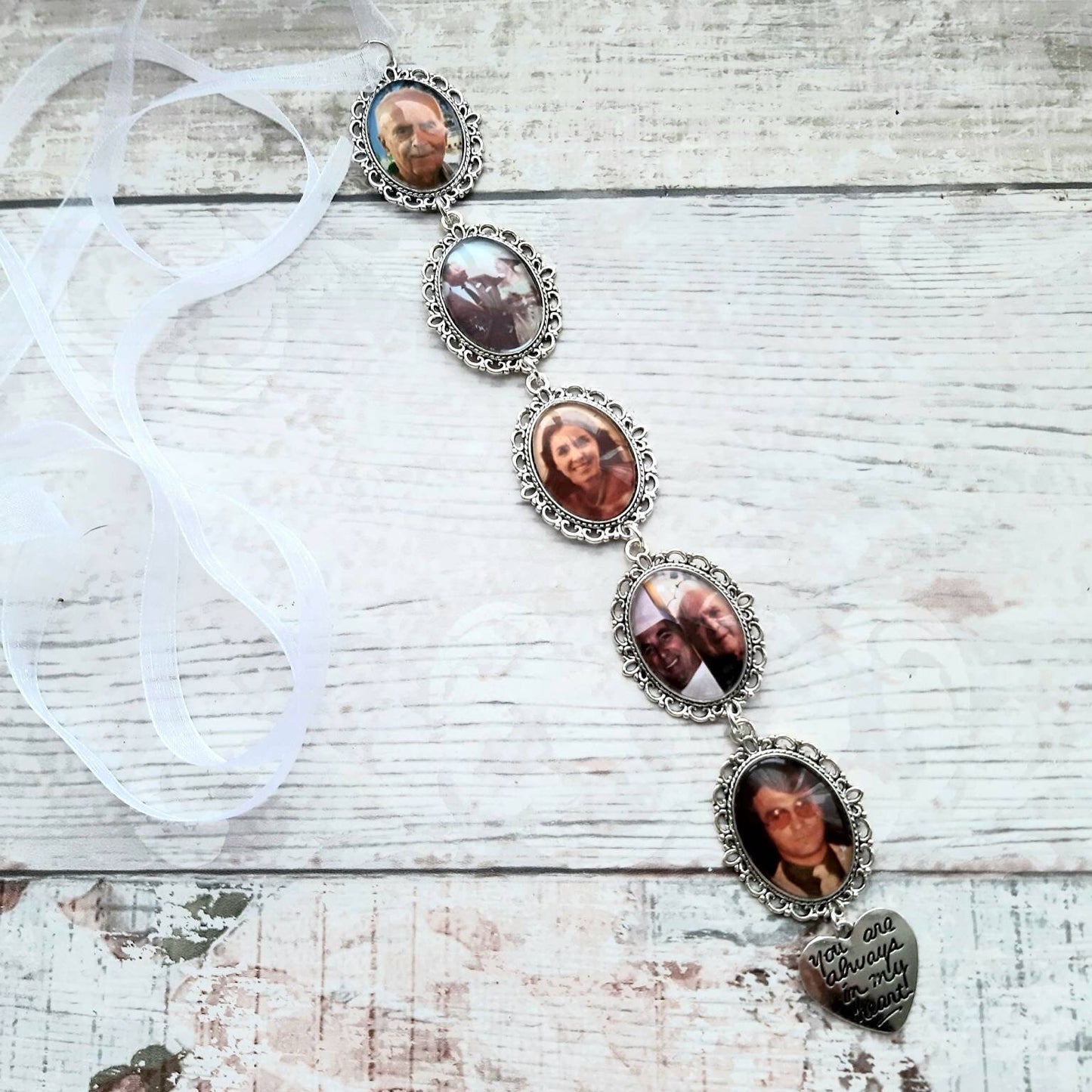 bridal bouquet photo charm, memory charm for wedding flowers, memorial keepsake, custom picture gift for bride, remembrance charm