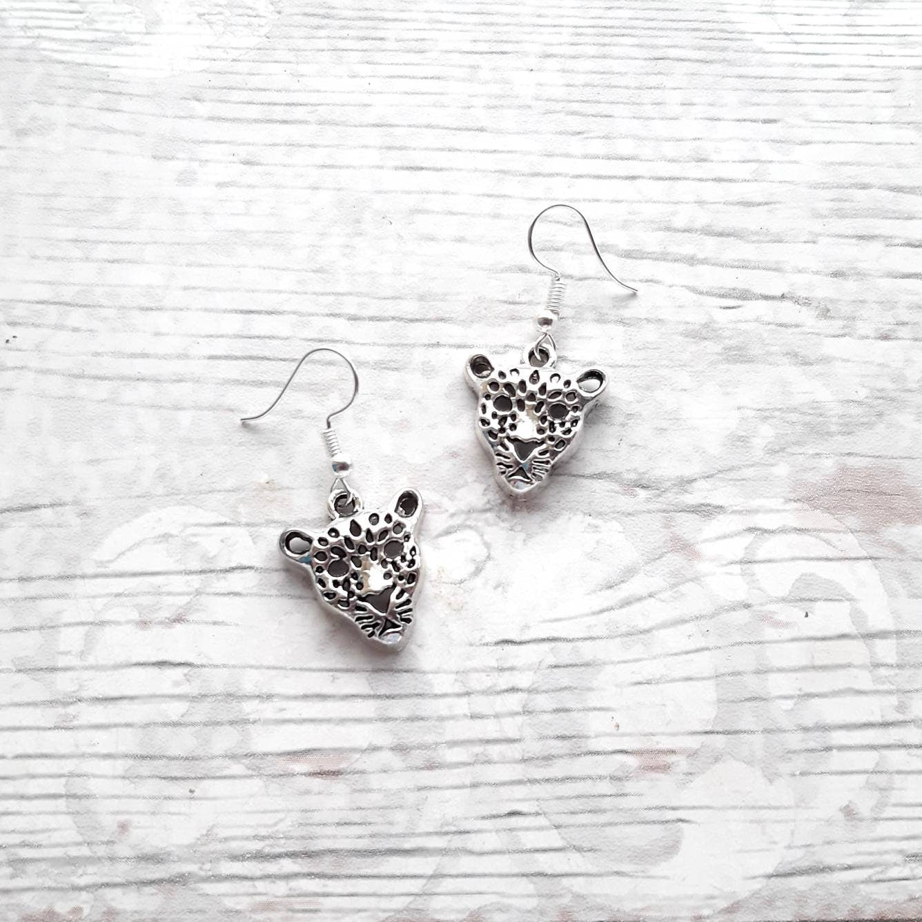 leopard earrings, jaguar earrings, cat lover jewellery, animal gift