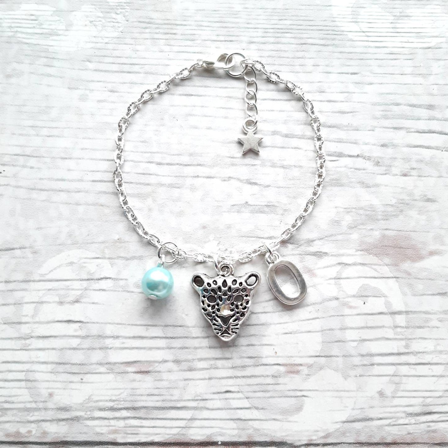 leopard bracelet, personalised initial cheetah bracelet, cat jewellery, animal lover present, panther gift