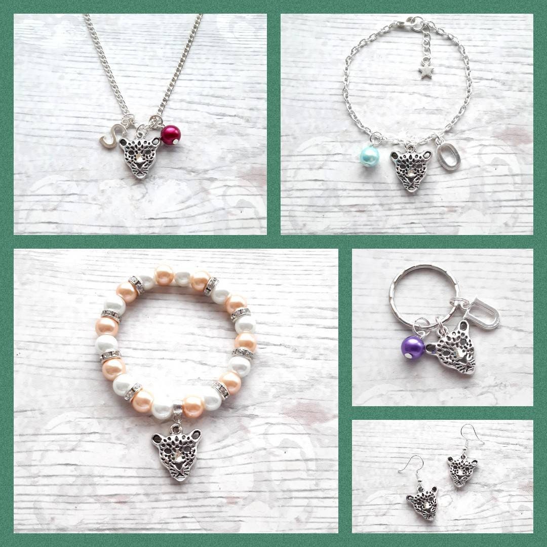 leopard bracelet, personalised initial cheetah bracelet, cat jewellery, animal lover present, panther gift