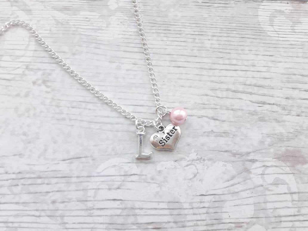 Big sister necklace, initial necklace, best friend jewellery, gift for sibling, little sister present, friendship jewelry