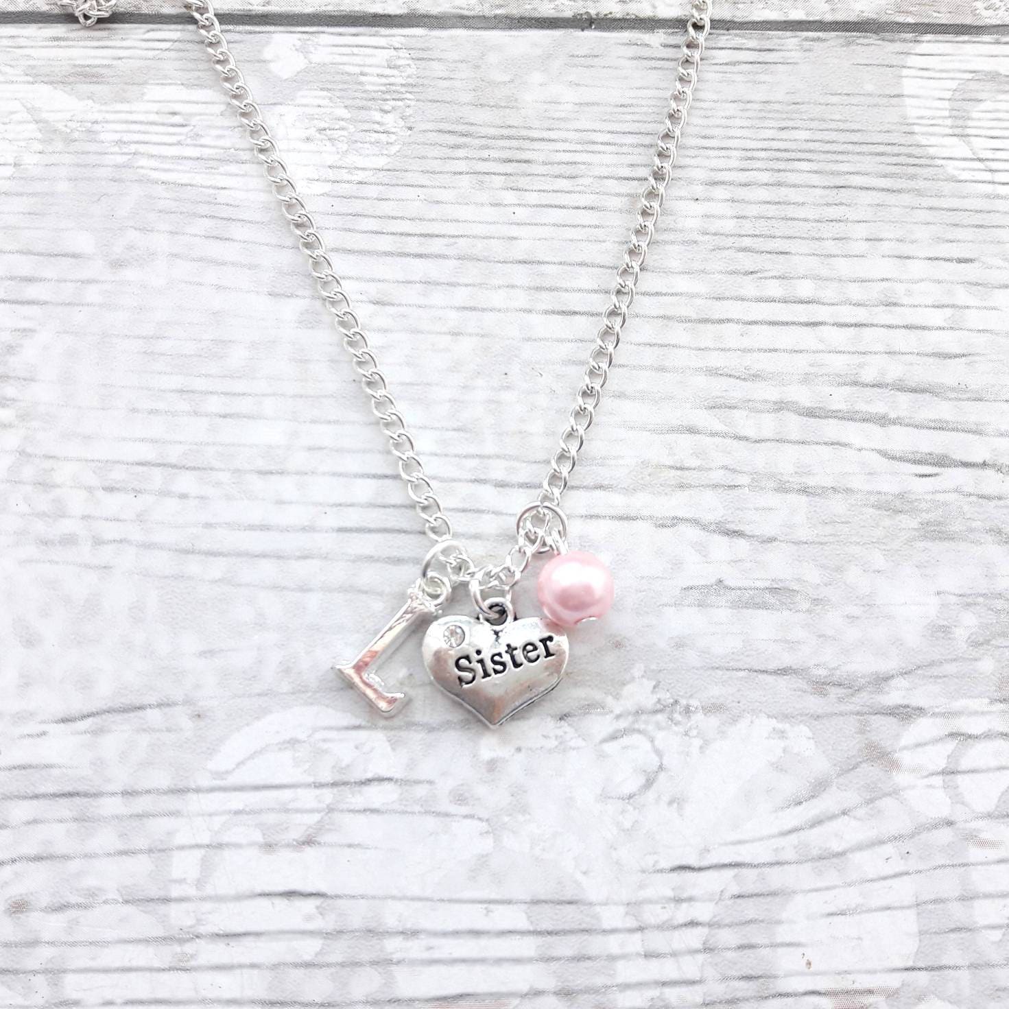 Big sister necklace, initial necklace, best friend jewellery, gift for sibling, little sister present, friendship jewelry