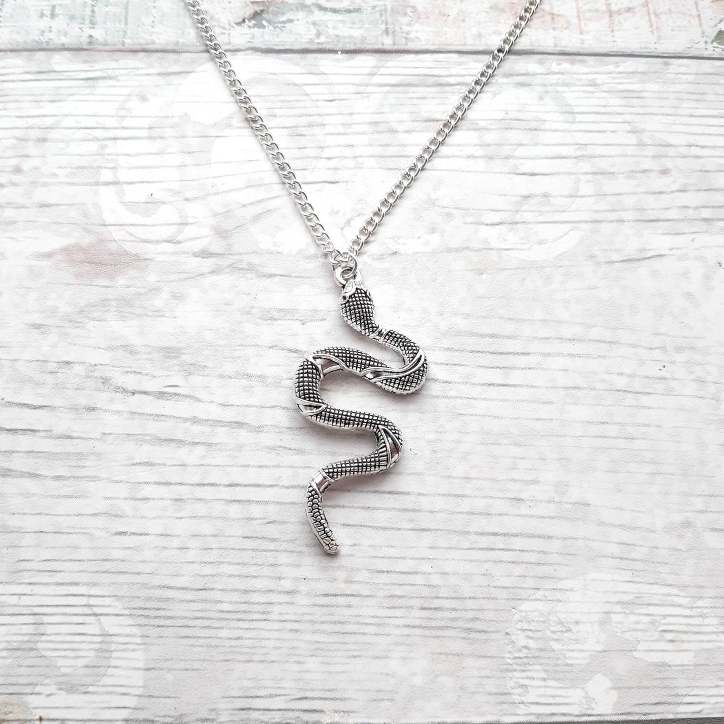 large snake necklace, serpent necklace, reptile jewellery, personalised initial necklace, pet jewelry, gifts for him