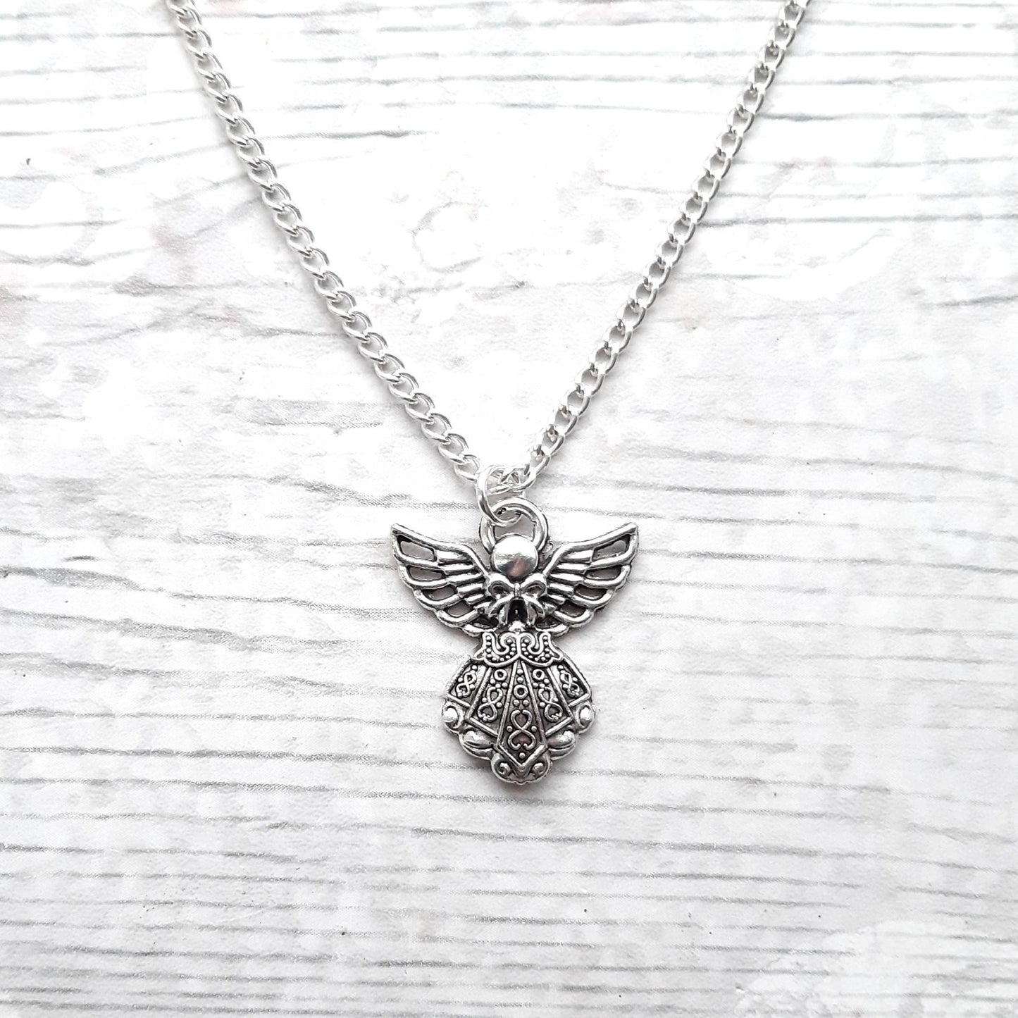 Angel necklace, guardian angel jewellery, religious jewelry, remembrance gift, angel wings necklace, lost loved one present
