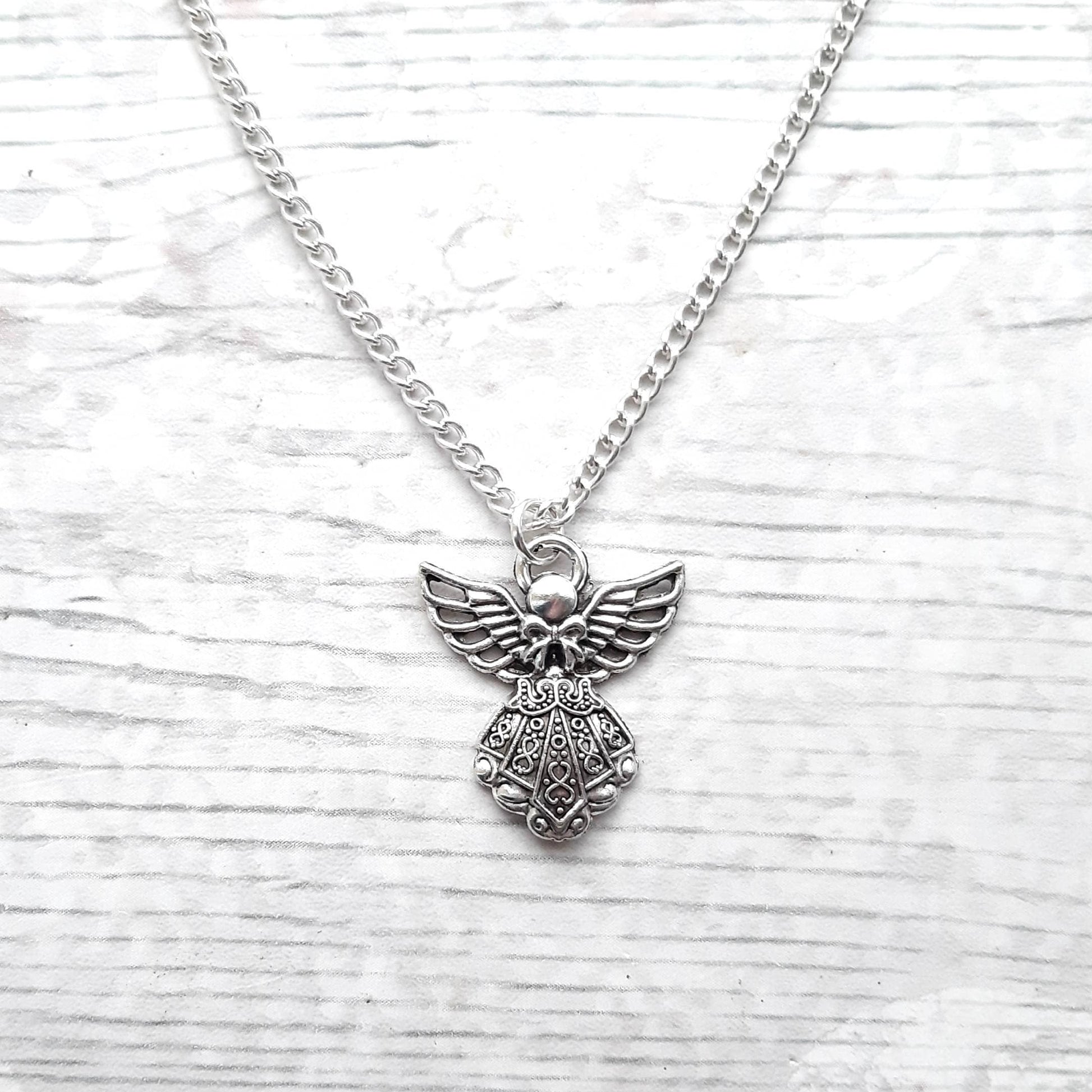 Angel necklace, guardian angel jewellery, religious jewelry, remembrance gift, angel wings necklace, lost loved one present