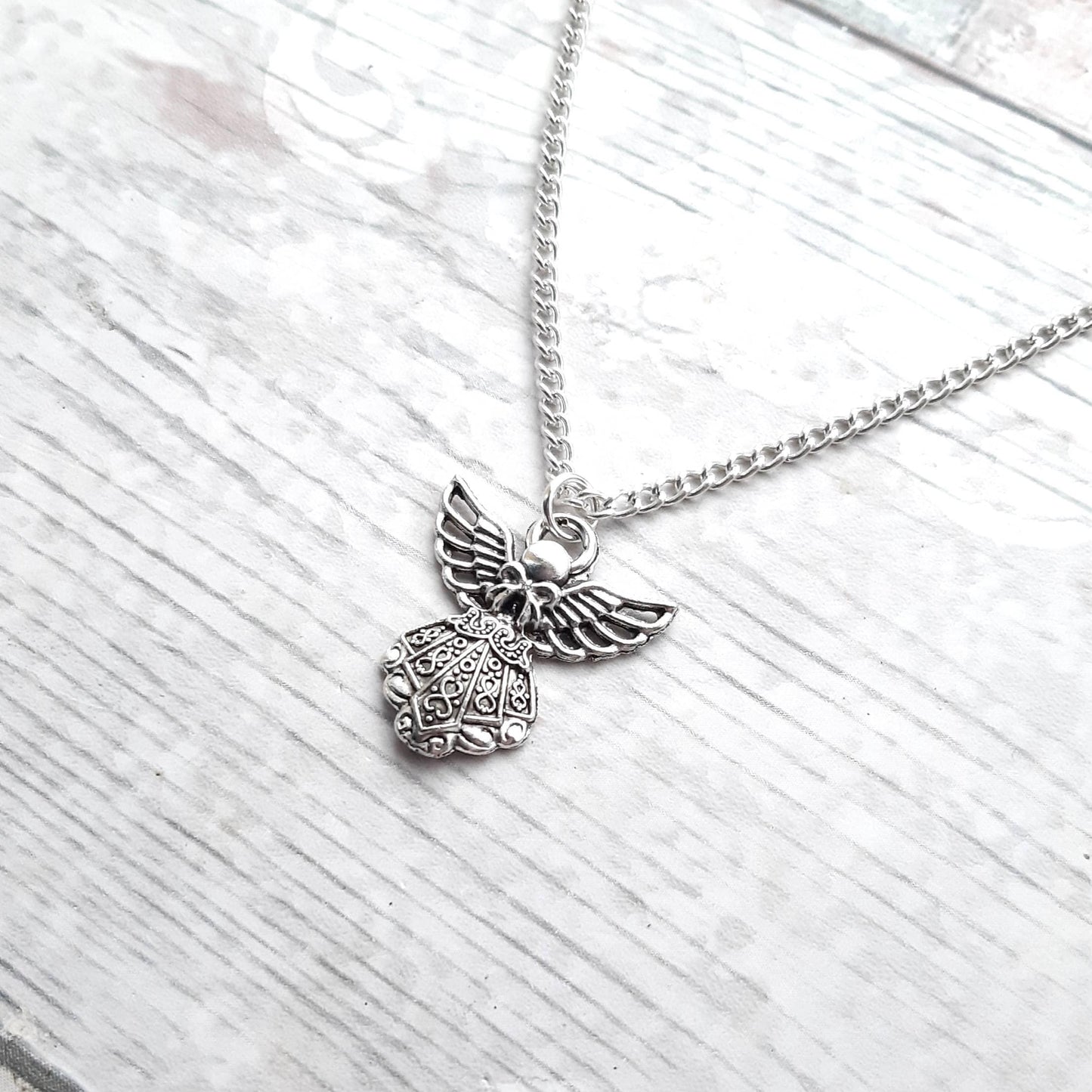 Angel necklace, guardian angel jewellery, religious jewelry, remembrance gift, angel wings necklace, lost loved one present
