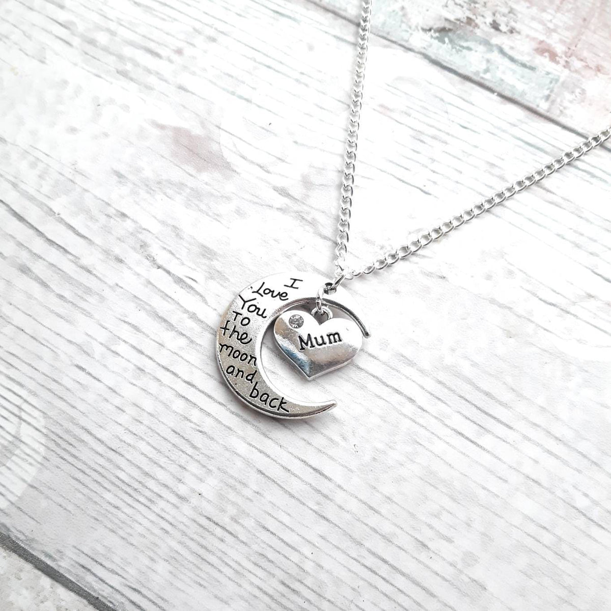 mum necklace, love you to the moon and back necklace, nan present, mothers day gift, crescent moon jewellery, Luna necklace
