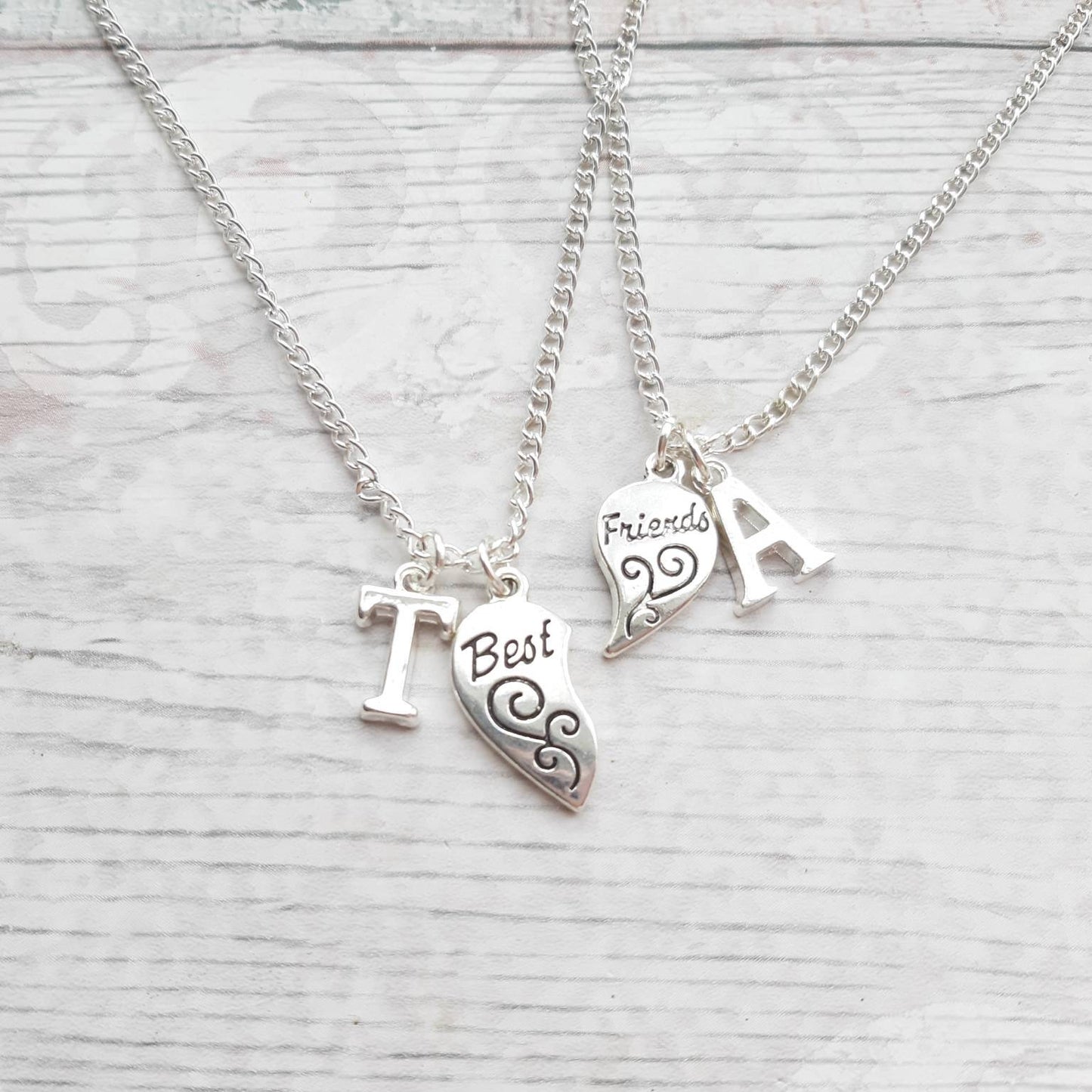Best friend necklace, set of 2 bff heart necklaces, partners in crime present, friends forever, jewellery gift for friend, birthday present