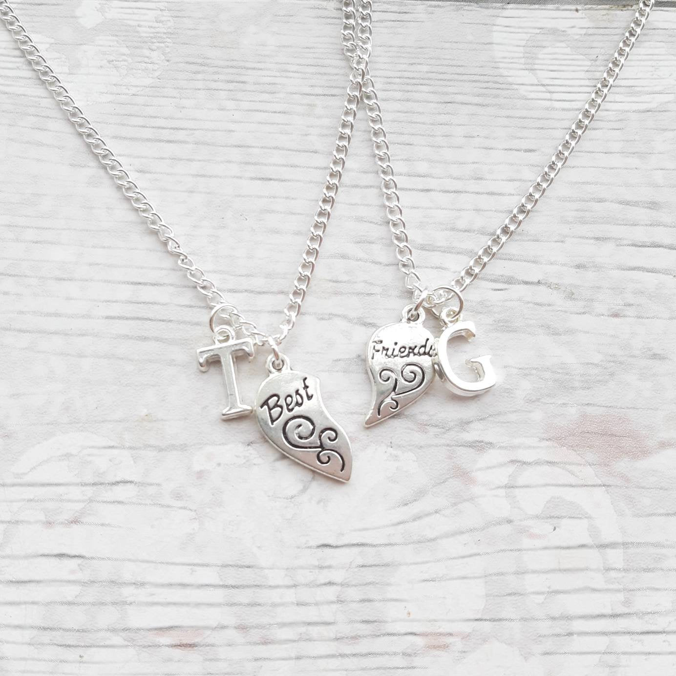 Best friend necklace, set of 2 bff heart necklaces, partners in crime present, friends forever, jewellery gift for friend, birthday present