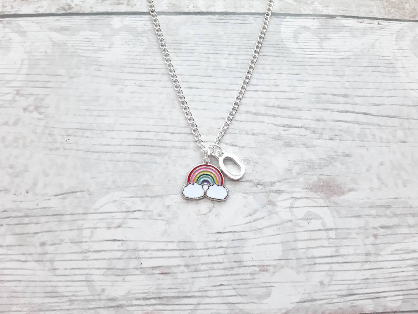 rainbow necklace, personalised initial jewellery, daughter necklace, rainbow lover present, pride necklace, gifts for girls