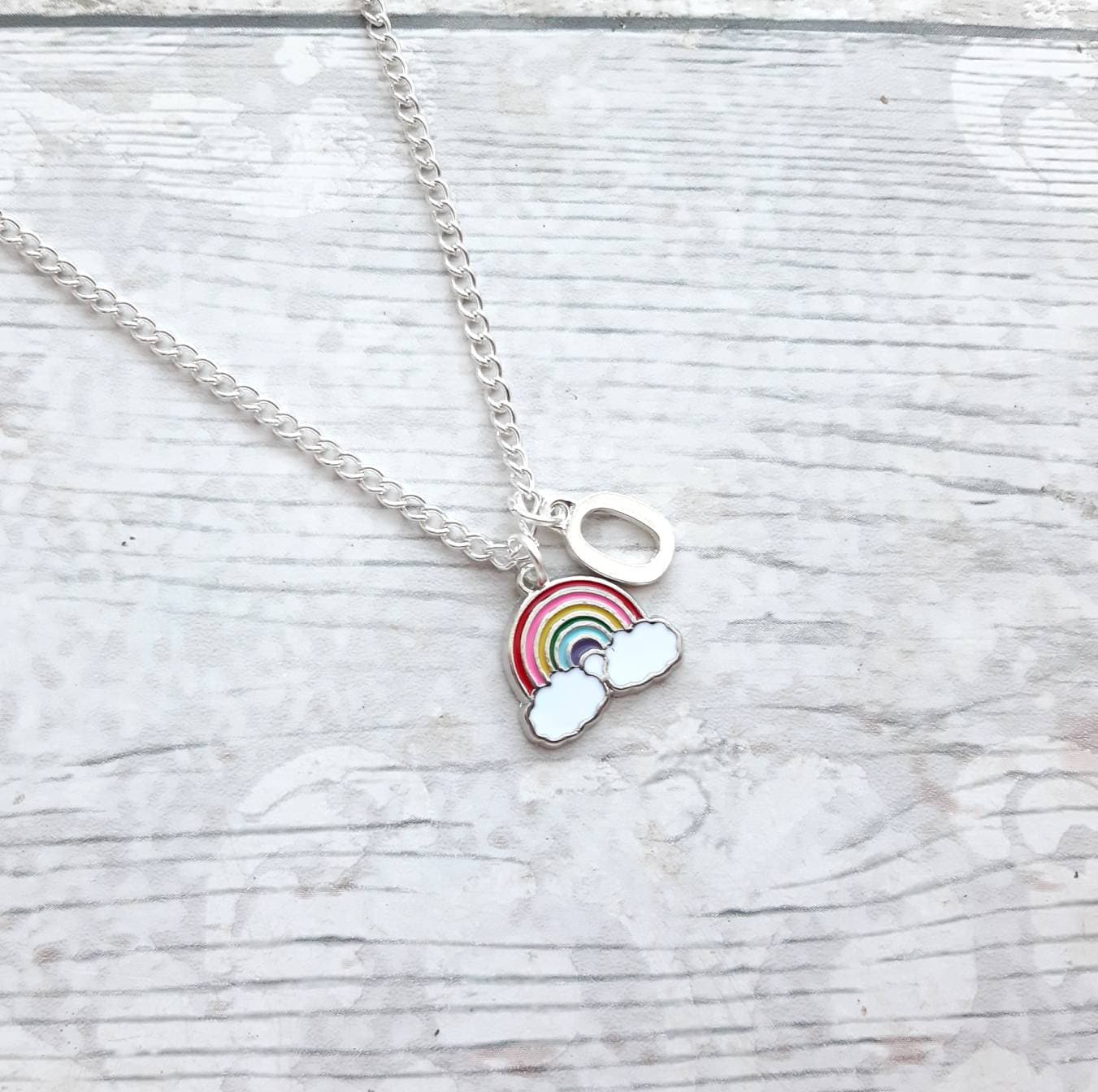 rainbow necklace, personalised initial jewellery, daughter necklace, rainbow lover present, pride necklace, gifts for girls
