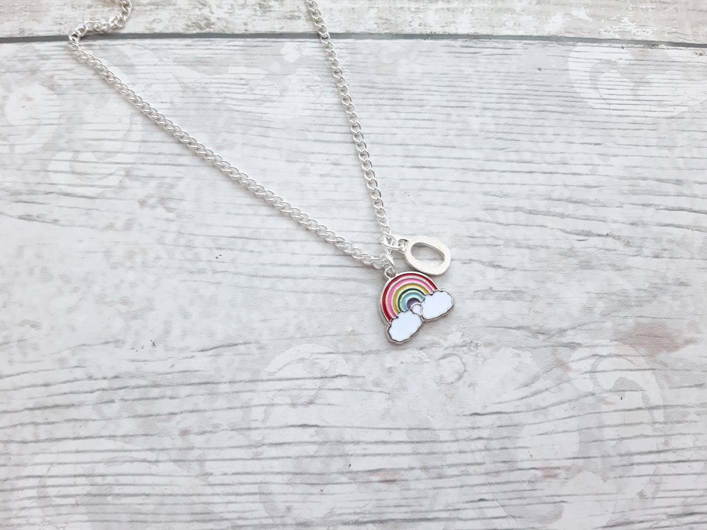 rainbow necklace, personalised initial jewellery, daughter necklace, rainbow lover present, pride necklace, gifts for girls