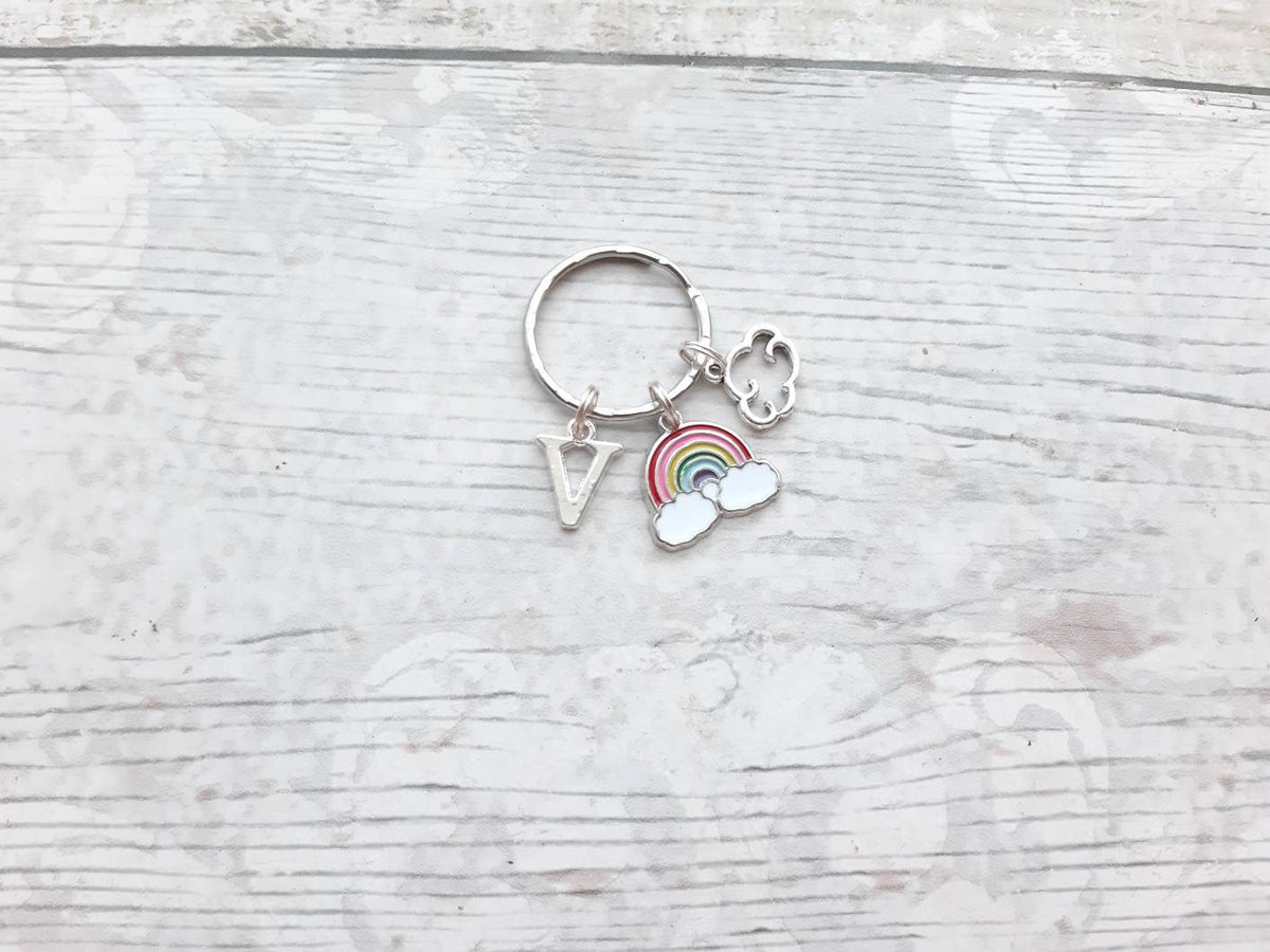 Rainbow keyring, personalised initial keyring, rainbow baby gift, birthday present for her, rainbow pride keychain