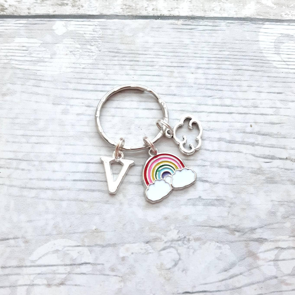 Rainbow keyring, personalised initial keyring, rainbow baby gift, birthday present for her, rainbow pride keychain
