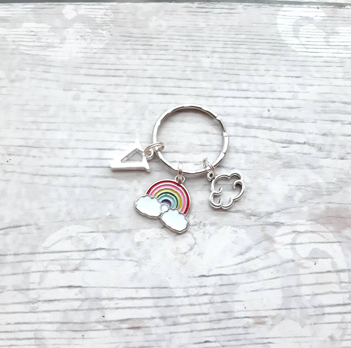 Rainbow keyring, personalised initial keyring, rainbow baby gift, birthday present for her, rainbow pride keychain