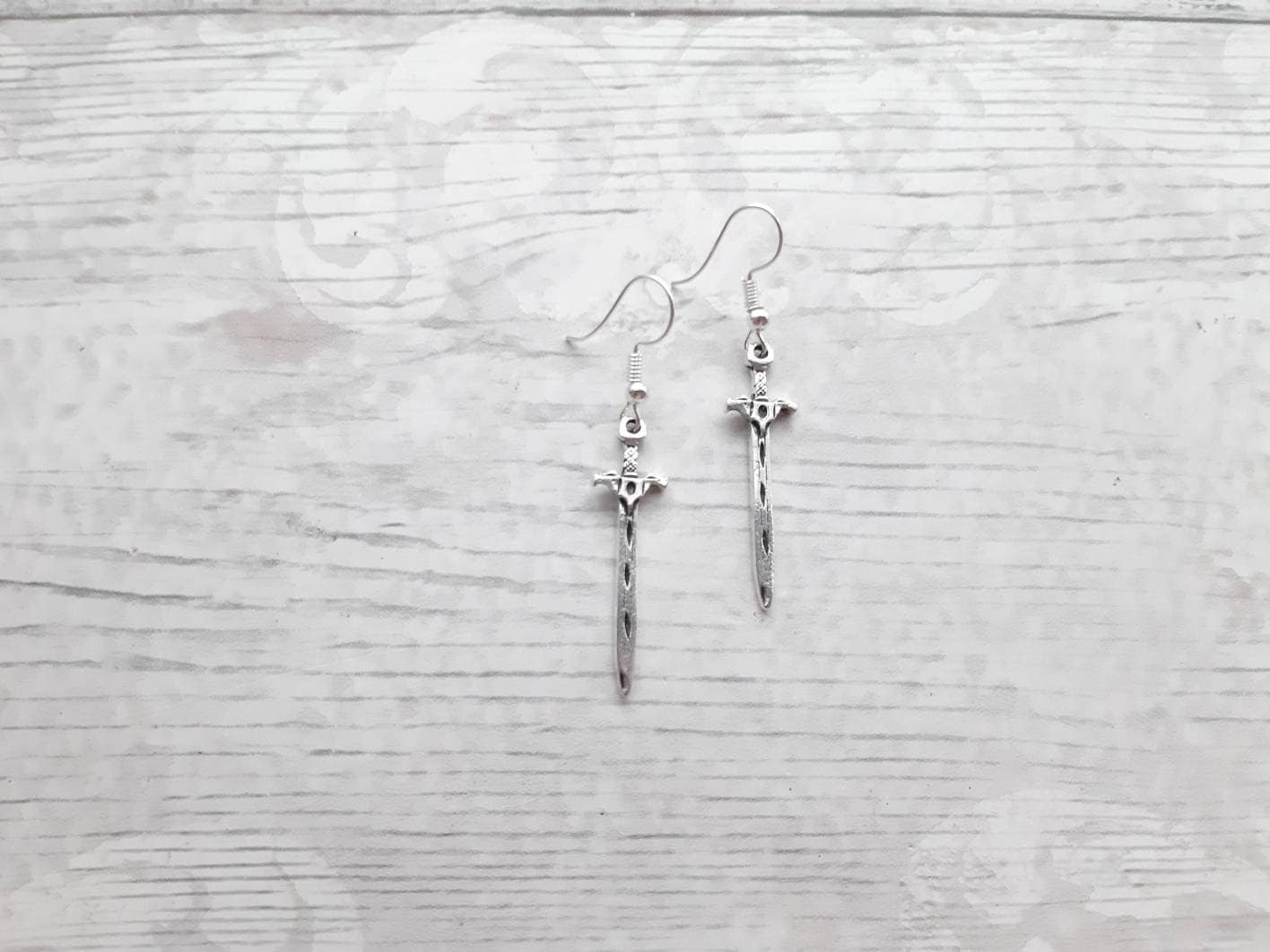 Sword earrings, dagger jewellery, medieval jewellery, goth gift, viking earrings