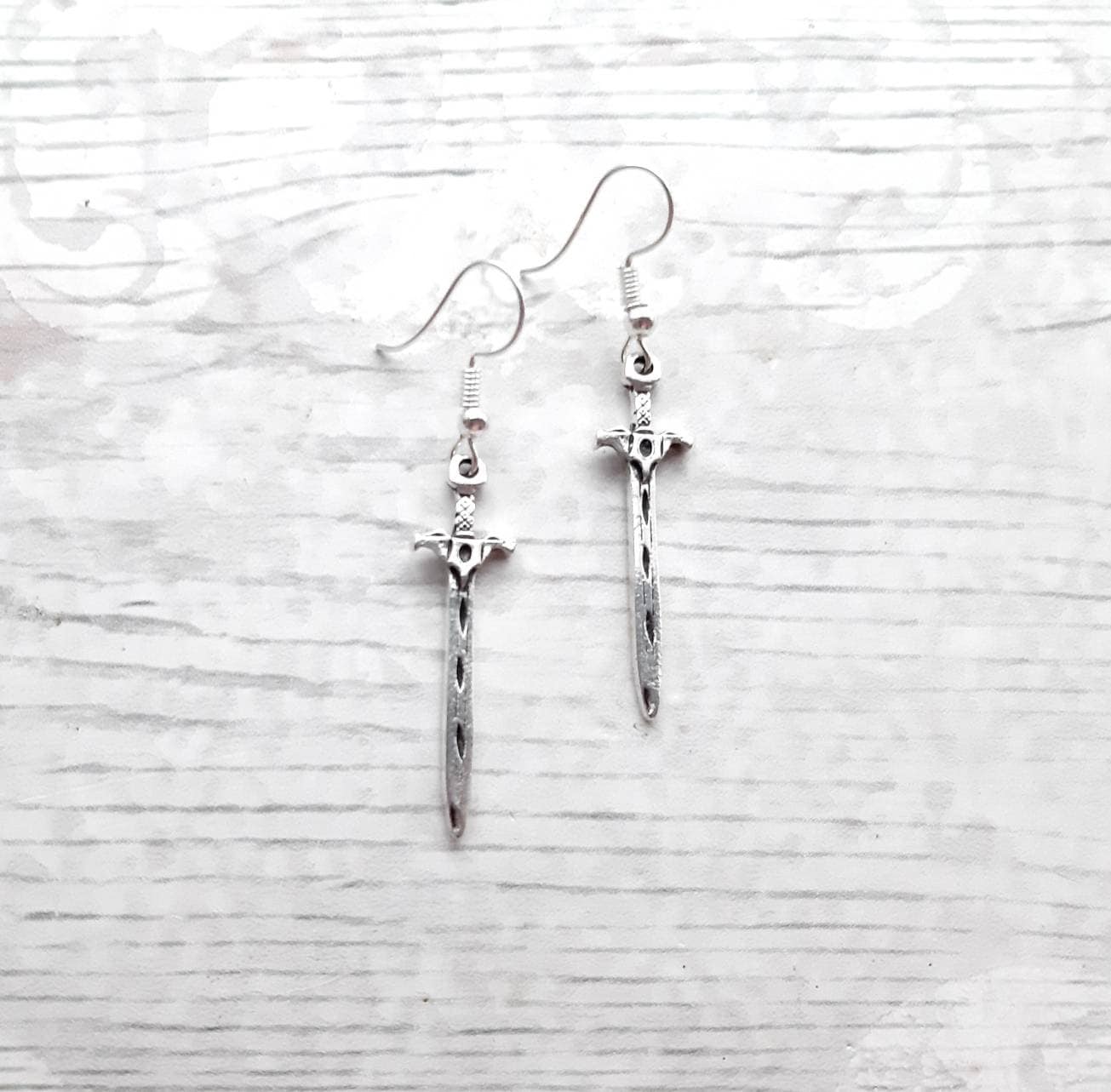 Sword earrings, dagger jewellery, medieval jewellery, goth gift, viking earrings