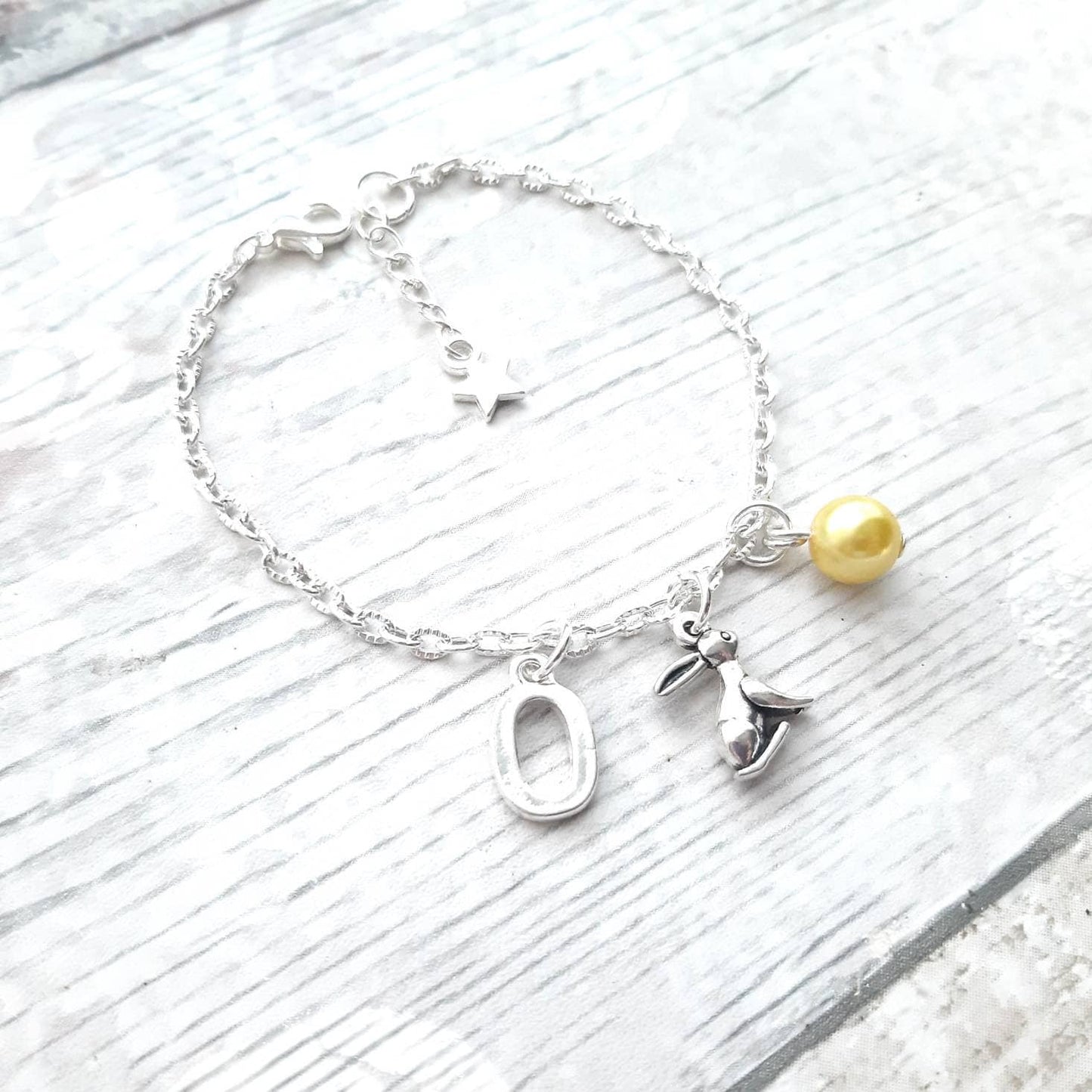 Rabbit bracelet, easter jewellery, bunny bracelet, initial bracelet, personalised easter bunny gift, animal lover present