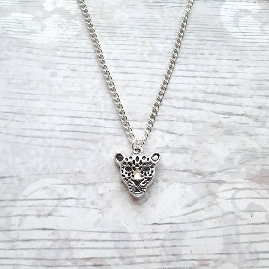 leopard necklace, cheetah necklace, cat jewellery, animal lover present, panther gift, personalised initial necklace