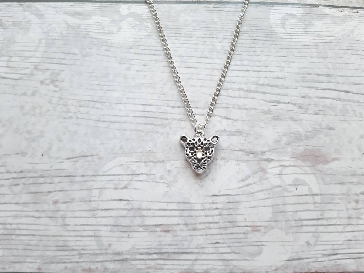 leopard necklace, cheetah necklace, cat jewellery, animal lover present, panther gift, personalised initial necklace