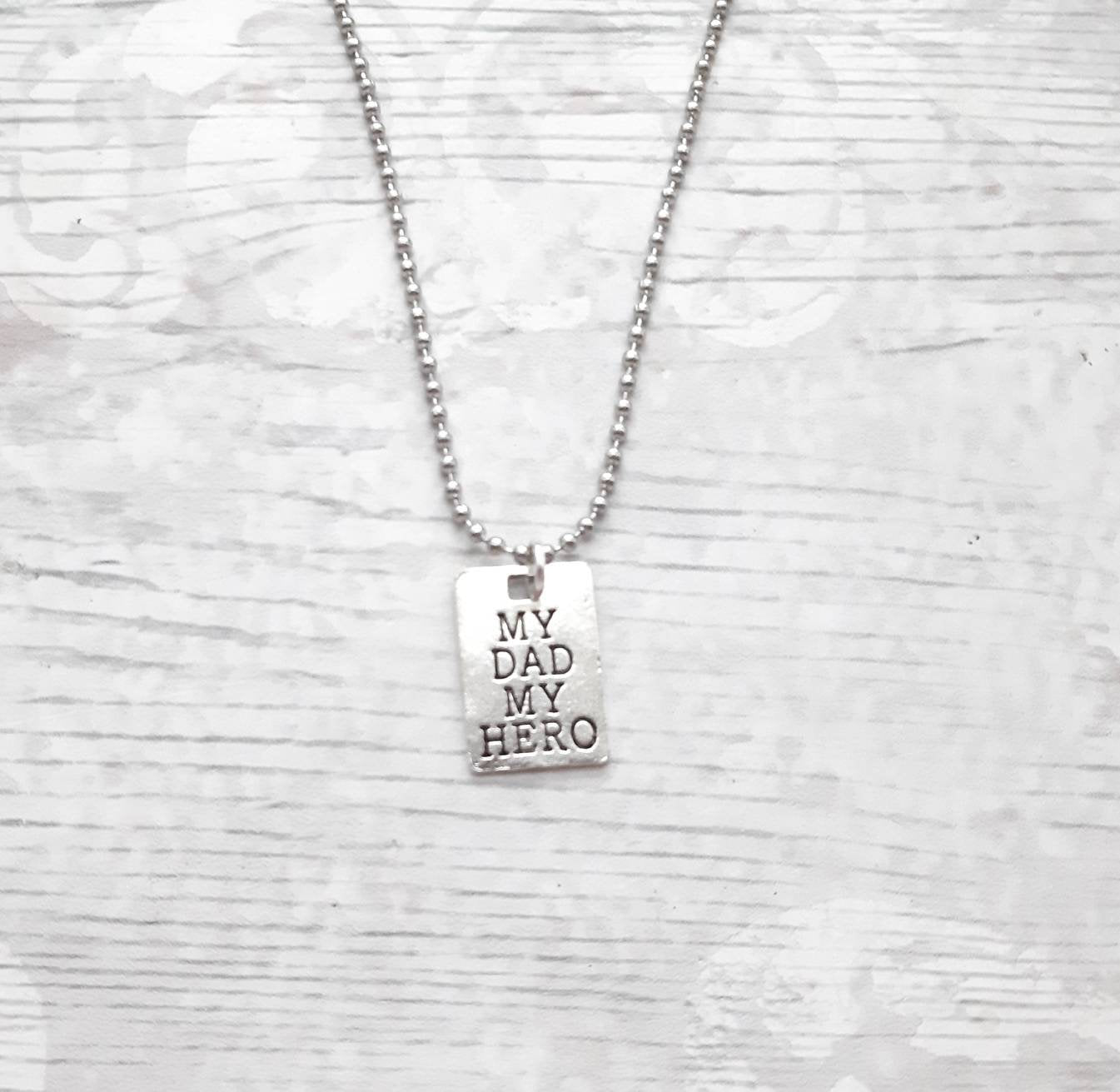 My dad my hero necklace, fathers day present, my superhero, initial necklace, memorial gift, gift from daughter, present for daddy