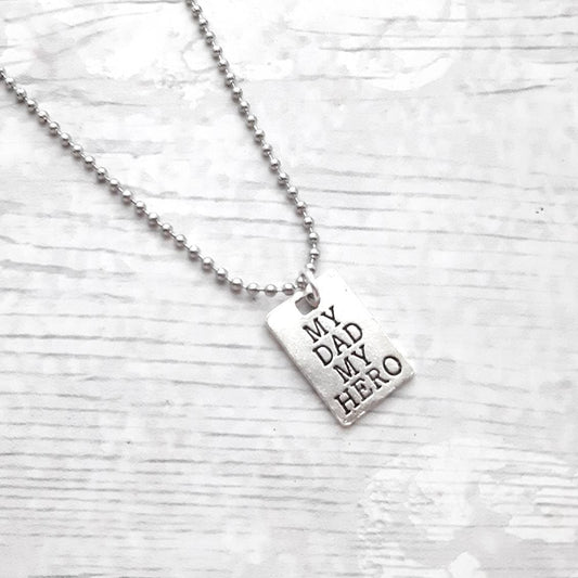 My dad my hero necklace, fathers day present, my superhero, initial necklace, memorial gift, gift from daughter, present for daddy