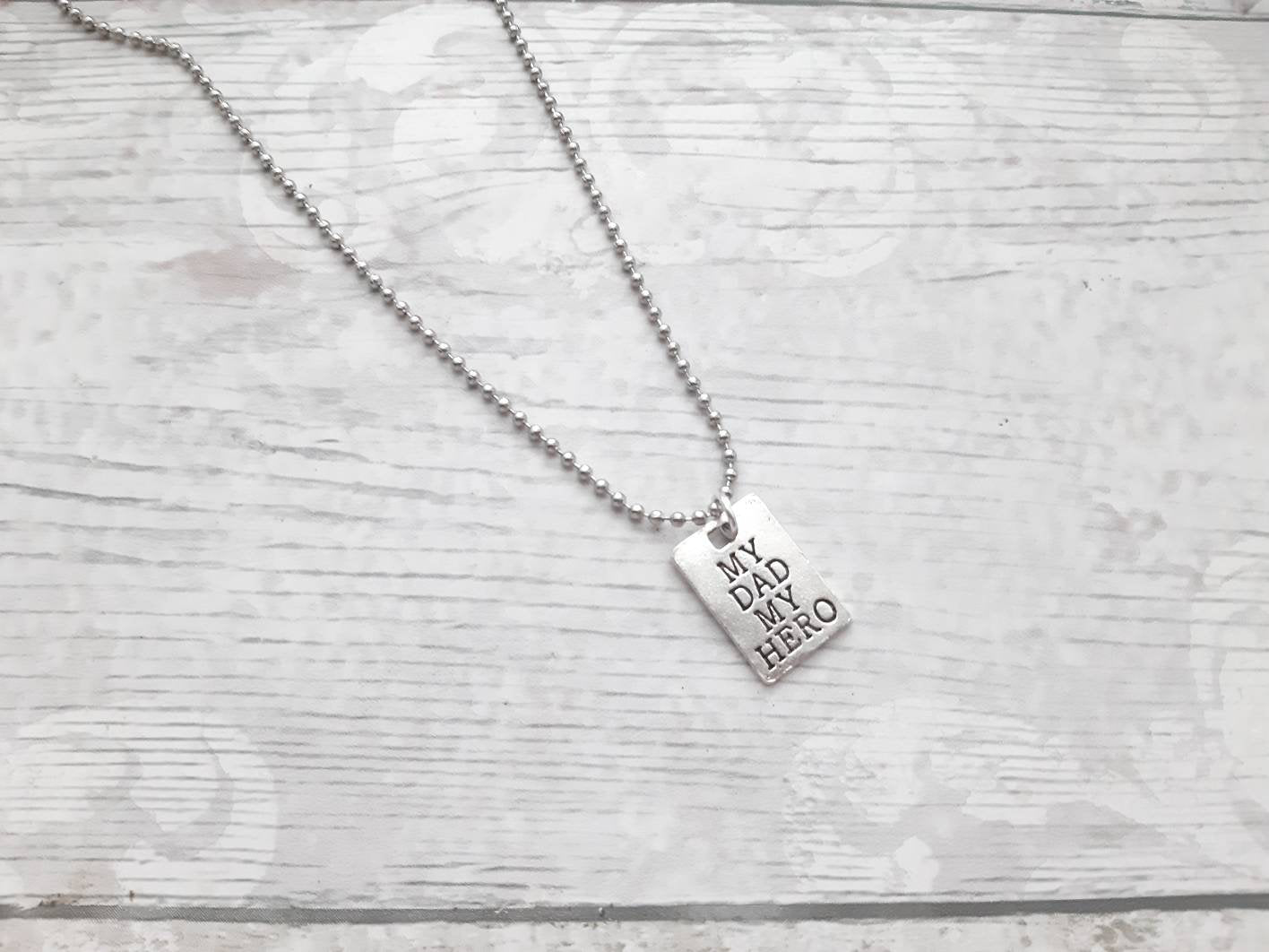 My dad my hero necklace, fathers day present, my superhero, initial necklace, memorial gift, gift from daughter, present for daddy