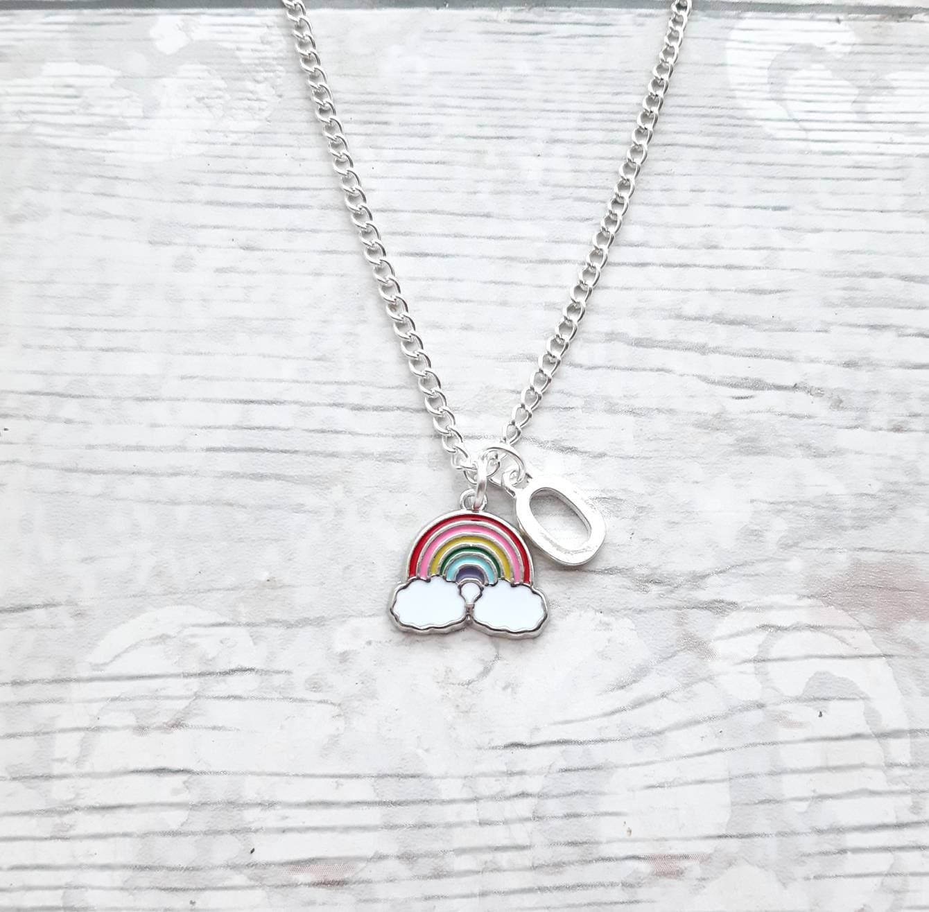 rainbow necklace, personalised initial jewellery, daughter necklace, rainbow lover present, pride necklace, gifts for girls