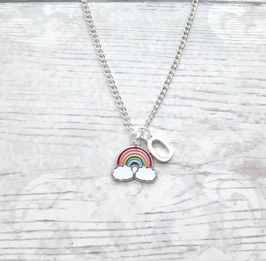 rainbow necklace, personalised initial jewellery, daughter necklace, rainbow lover present, pride necklace, gifts for girls