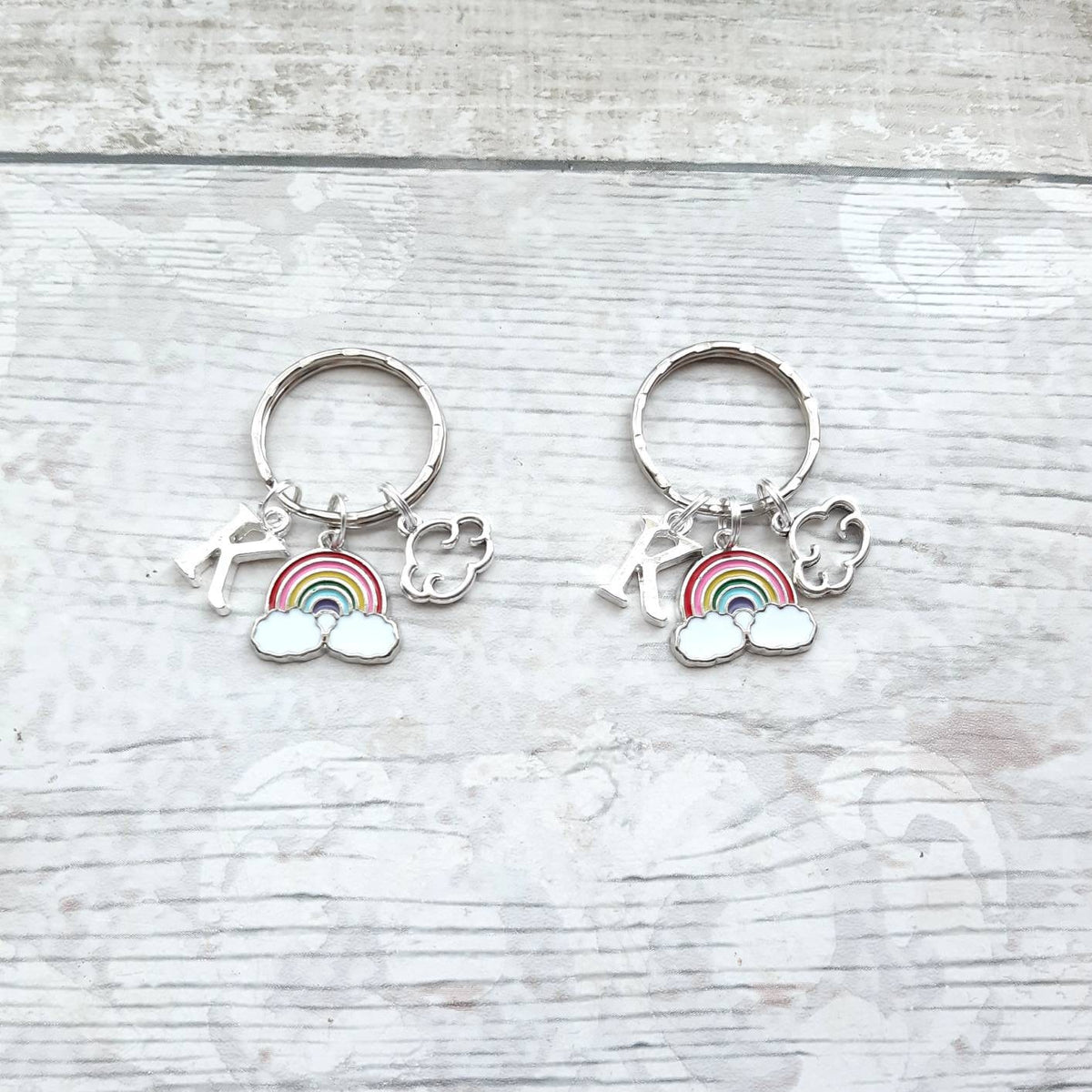 Rainbow keyring, personalised initial keyring, rainbow baby gift, birthday present for her, rainbow pride keychain