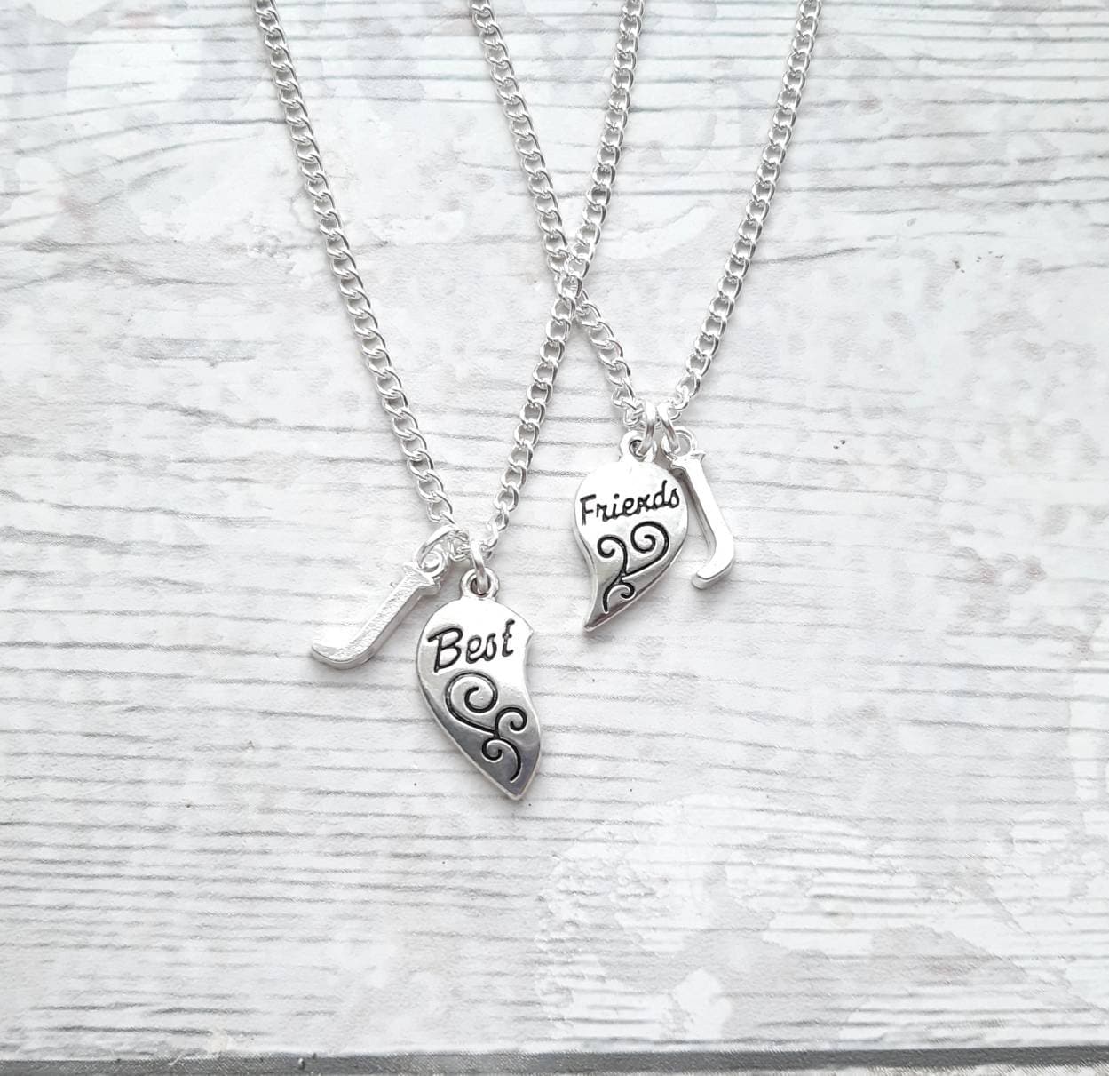 Best friend necklace, set of 2 bff heart necklaces, partners in crime present, friends forever, jewellery gift for friend, birthday present