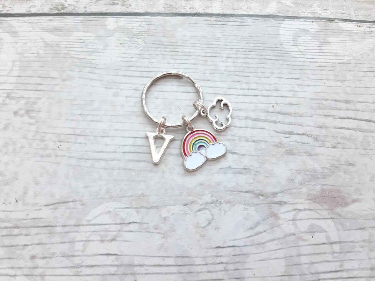 Rainbow keyring, personalised initial keyring, rainbow baby gift, birthday present for her, rainbow pride keychain