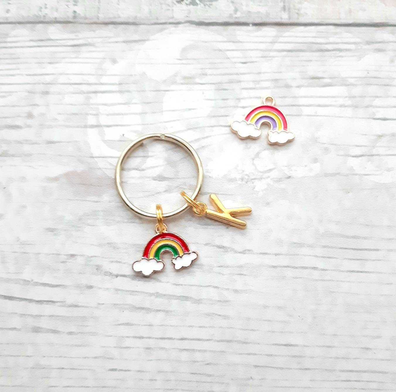 rainbow keyring, personalised initial keyring, rainbow baby gift, birthday present for her, rainbow pride keychain