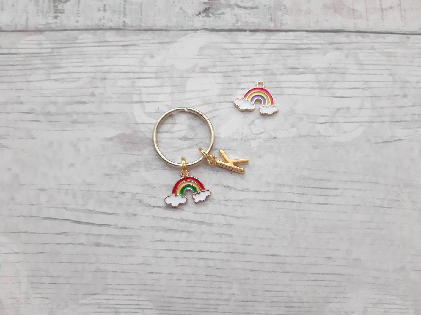 rainbow keyring, personalised initial keyring, rainbow baby gift, birthday present for her, rainbow pride keychain
